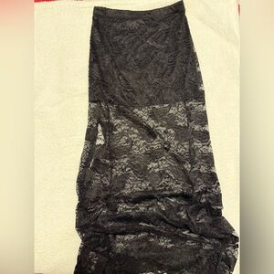 Black mesh long skirt